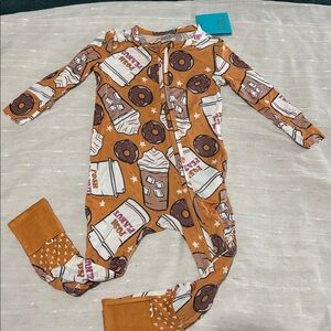 NWT Posh Peanut Orange Donut Print Baby Onesie